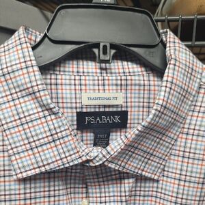 Jos. A. Bank Men's Casual Plaid Shirt - Blue, Red, and White